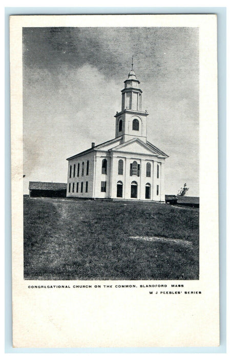 c1910 Congregational Church On The Common Blandford Massachusetts MA Postcard