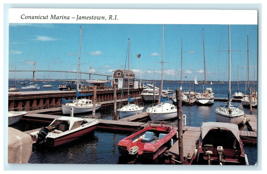 1941 Conanicut Marina, East Ferry Wharf, Jamestown, Rhode Island RI Postcard