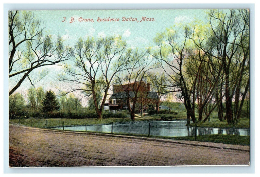 c1910 J.B Crane Residence Scene View Dalton Massachusetts MA Antique Postcard
