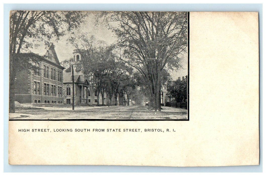 1906 Scene at High Street, Bristol Rhode Island RI Antique Postcard