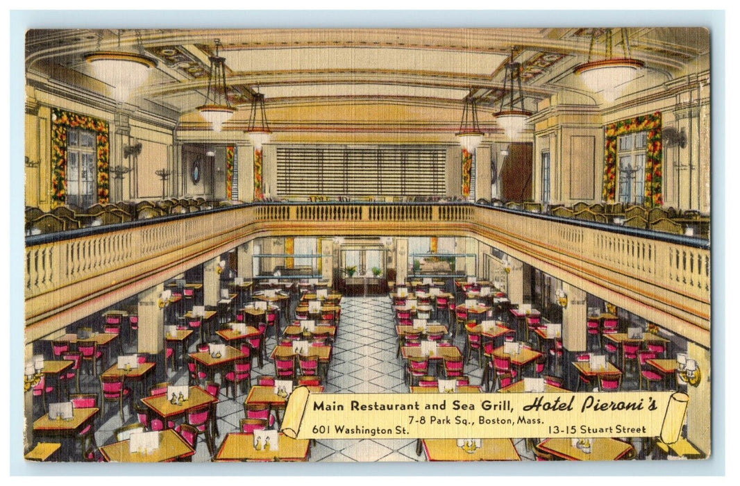 Main Restaurant And Sea Grill Hotel Pieroni's Boston Massachusetts MA Postcard