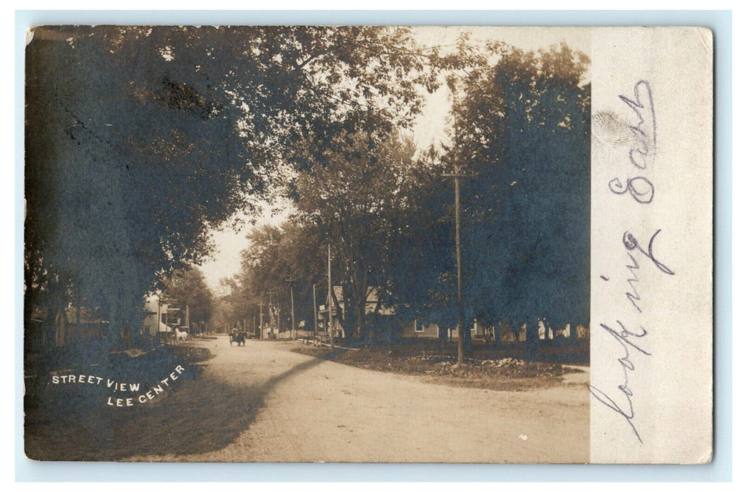 Lee Center Illinois Street View 1907 RPPC Photo Vintage Antique Postcard