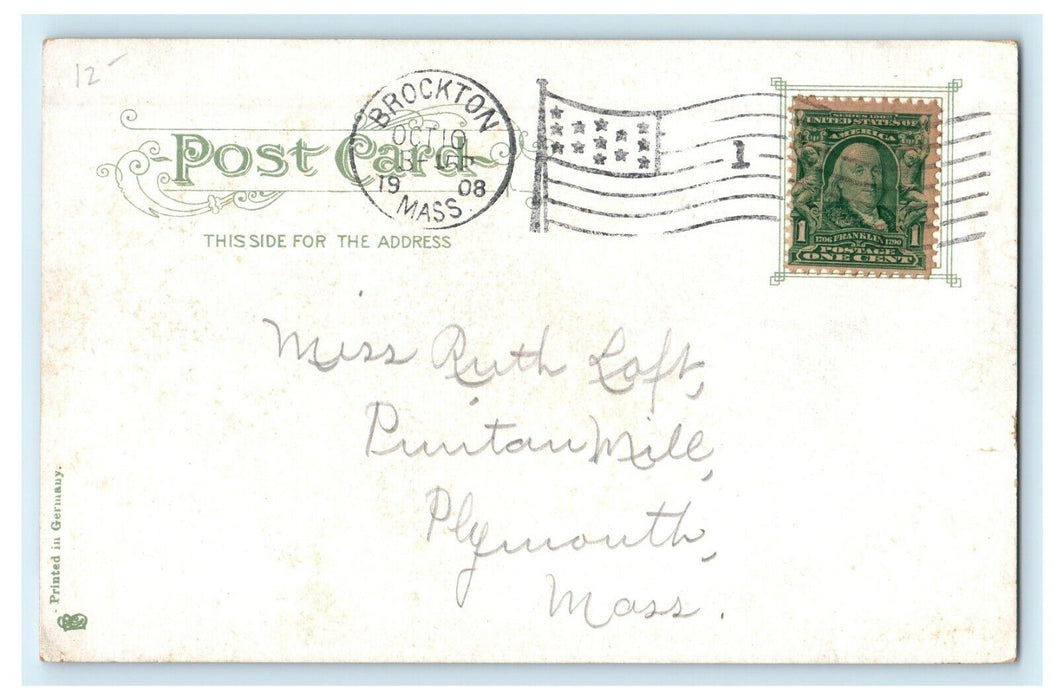 1908 Railroad Station N.Y.N.H. & H.R.R Co. Brockton Massachusetts MA Postcard