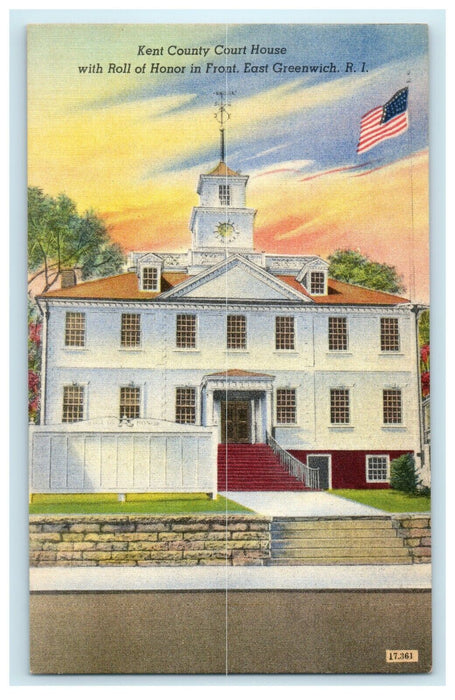 1933 Kent County Court House, East Greenwich Rhode Island RI Postcard