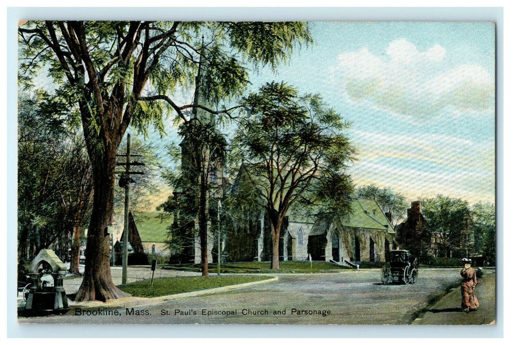 Brookline Massachusetts St. Paul's Episcopal Church And Parsonage MA Postcard