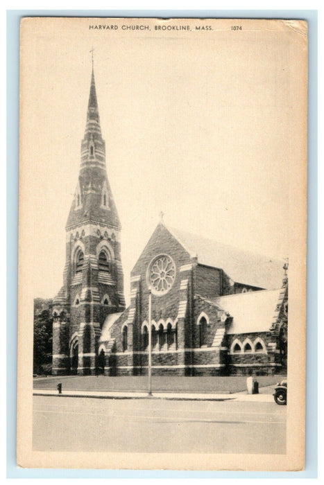 c1910 Harvard Church Street View Brookline Massachusetts MA Antique Postcard