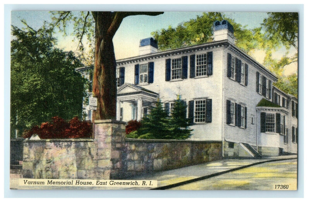 1938 View of Varnum Memorial House in Rhode Island RI Postcard