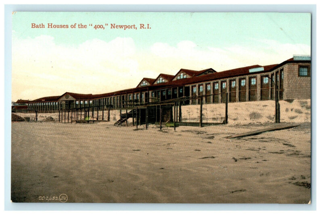 1913 Bath Houses of the "400" Newport, Rhode Island RI Postcard