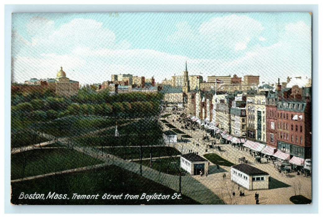 Boston Massachusetts Tremont Street From BoyIston St. MA Unposted Postcard