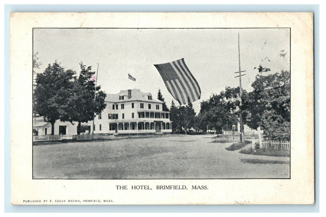 1907 View Of The Hotel Brimfield With Flags Massachusetts MA Antique Postcard