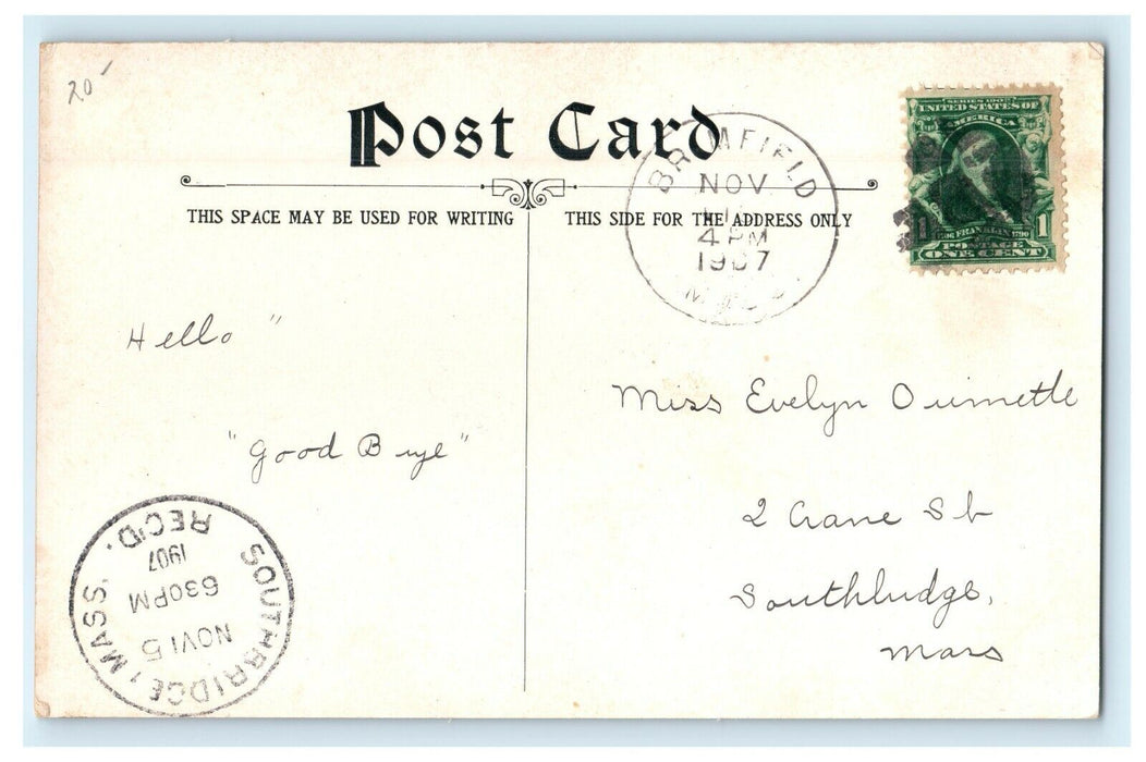 1907 View Of The Hotel Brimfield With Flags Massachusetts MA Antique Postcard