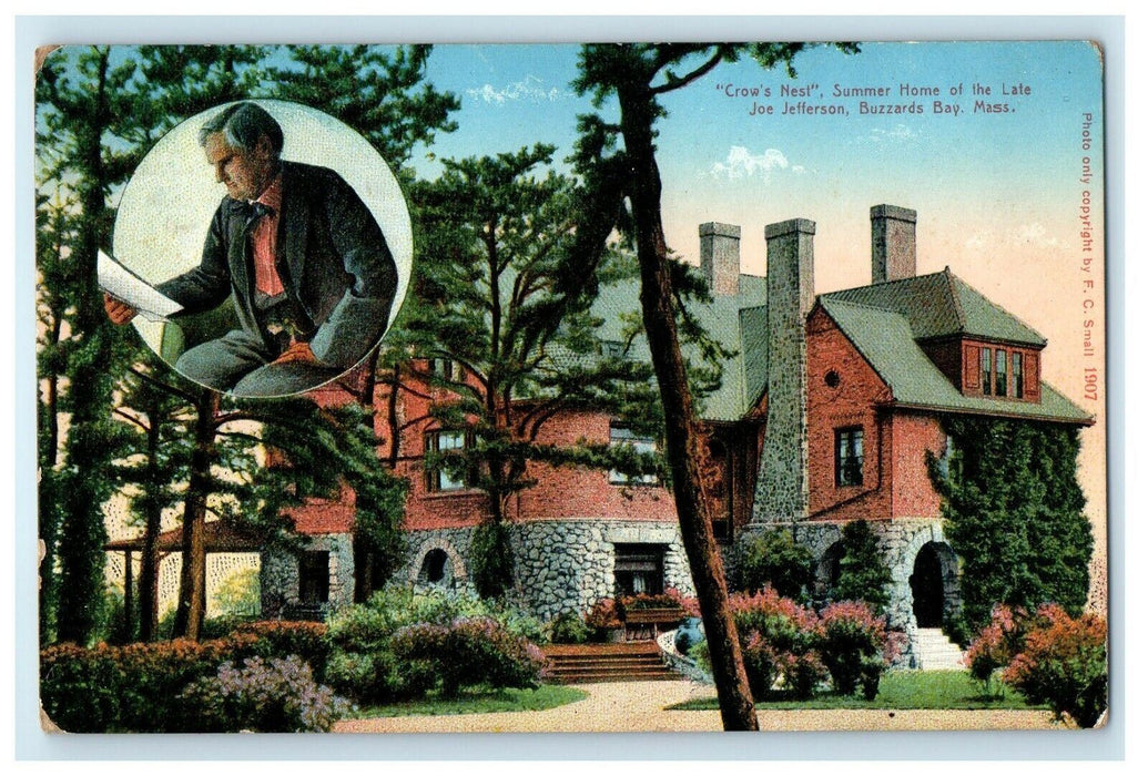 1909 Crow's Nest Buzzards Bay Massachusetts MA Cape Cod Canal Message Postcard