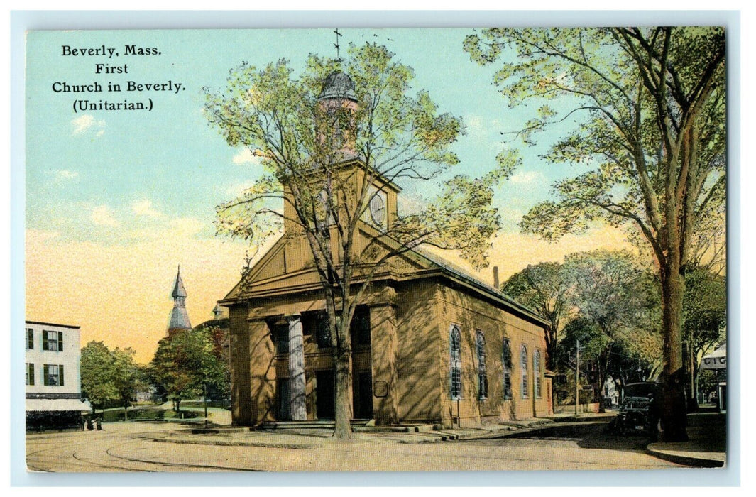 Beverly Massachusetts First Church In Beverly Unitarian Street View MA Postcard