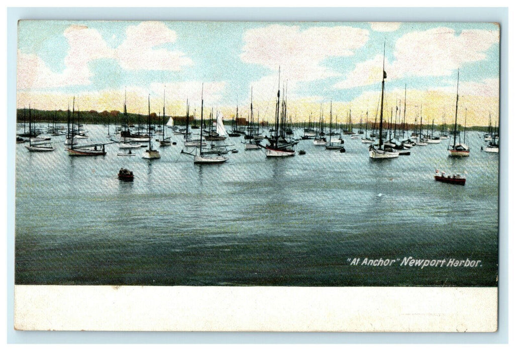 1905 "At Anchor", Newport Harbor, Newport, Rhode Island RI Postcard