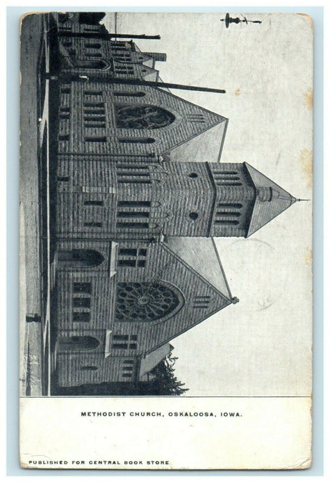 1908 Exterior of Methodist Church, Oskaloosa, Iowa IA Antique Postcard