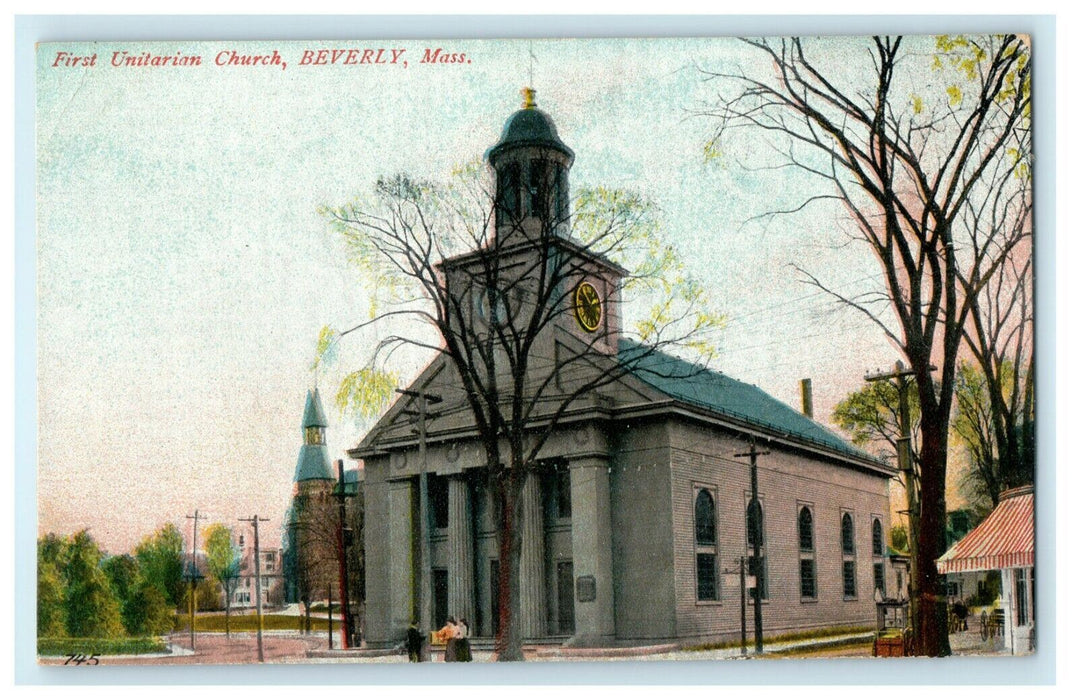 c1910 First Unitarian Church Beverly Massachusetts MA Antique Postcard