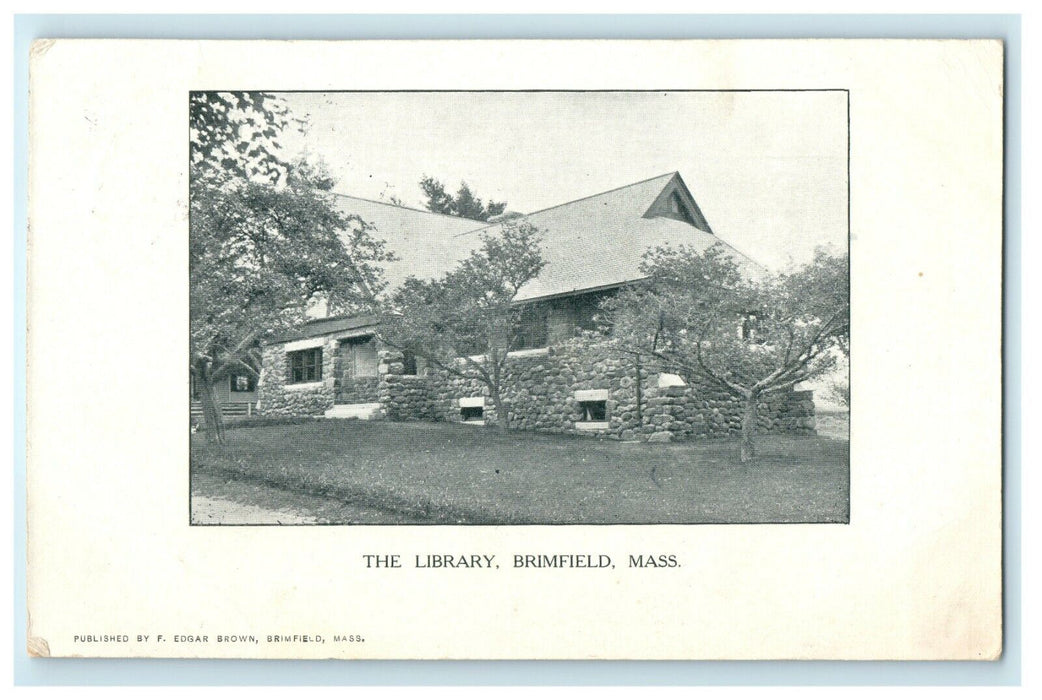 1907 The Library Brimfield Massachusetts MA Antique Postcard