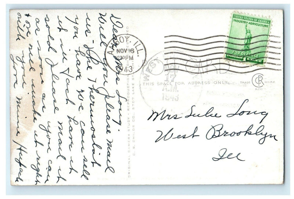 1943 Main Street Looking West, Amboy Illinois IL Vintage Postcard
