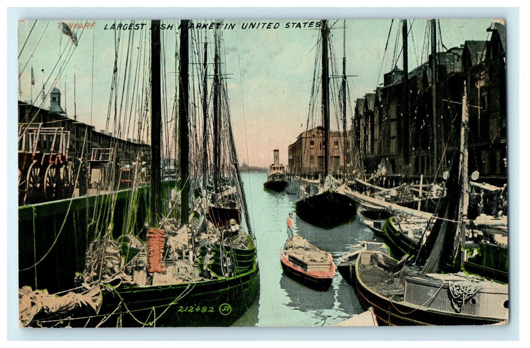 T/Wharf Largest Fish Market In United States Boston Massachusetts MA Postcard