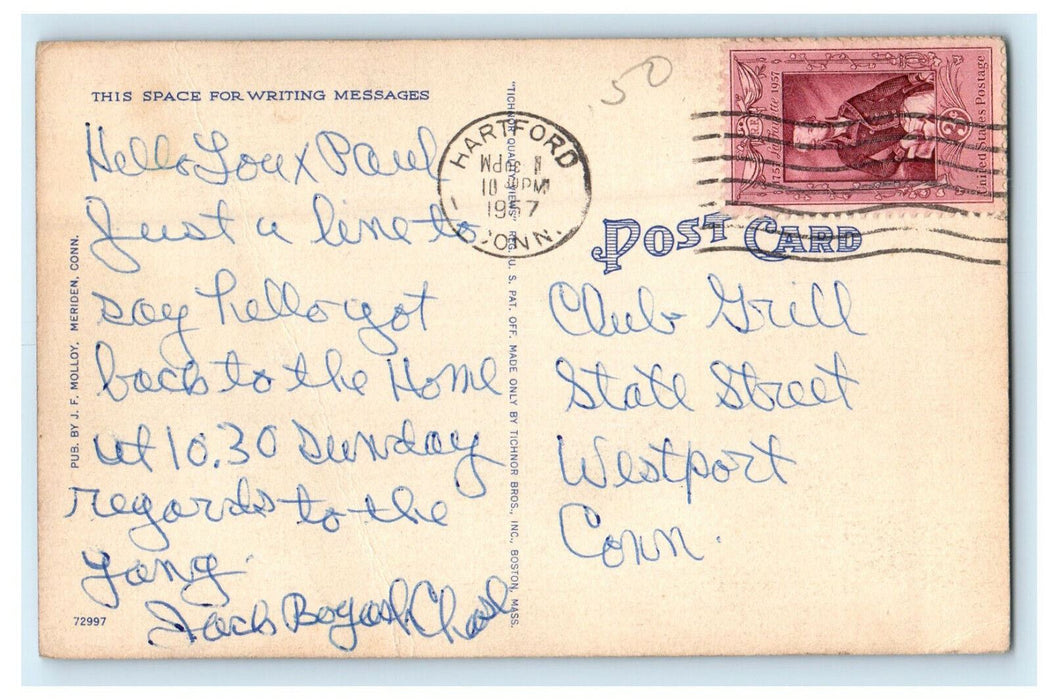 1957 St. John's F.C. Church and II School Middletown Connecticut CT Postcard