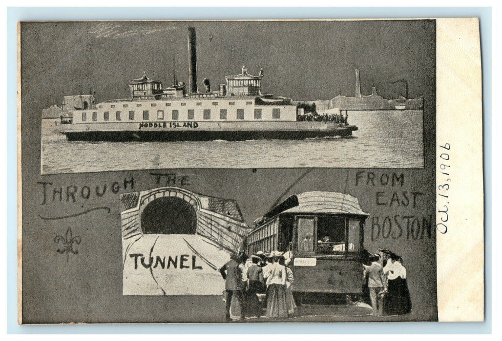 1906 The Tunnel From East Boston Noddle Island Ship Massachusetts MA Postcard