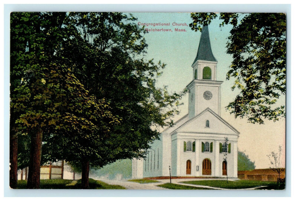c1905 Congregational Church Belchertown Massachusetts MA Antique Postcard