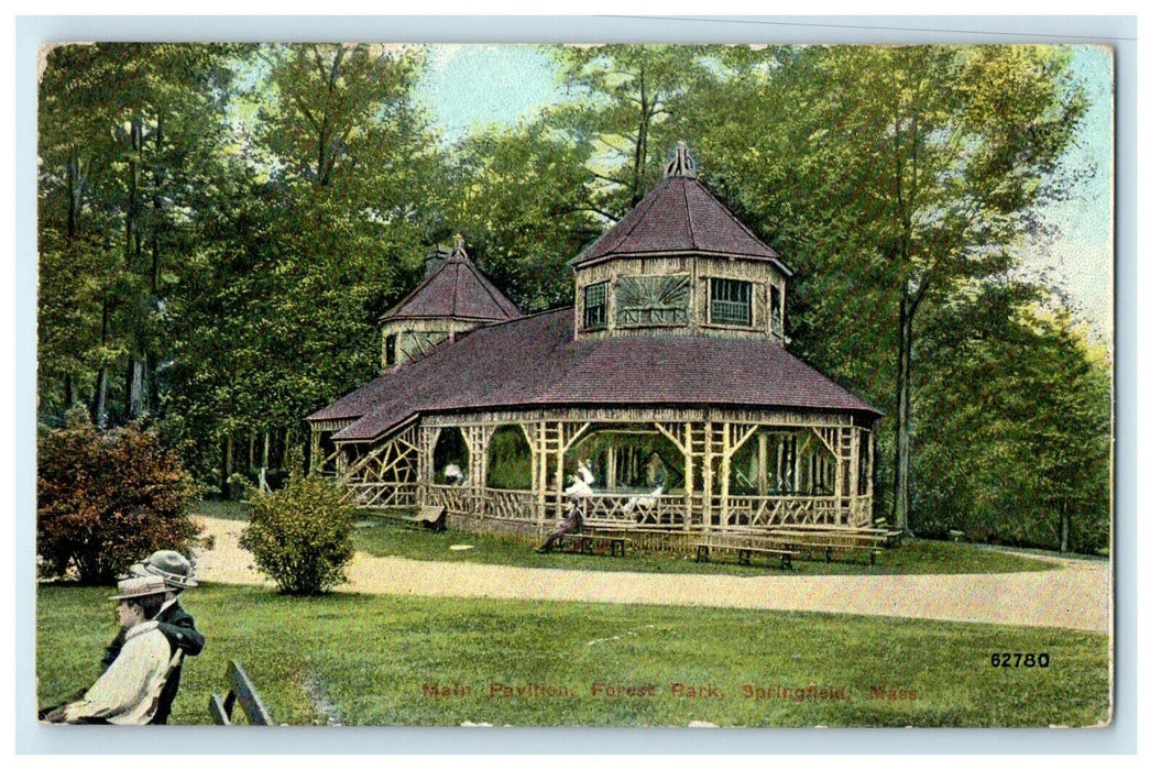 1911 Main Pavilion Forest Park Springfield Massachusetts MA Antique Postcard