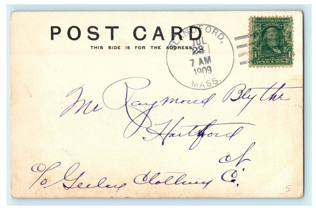 1909 Congregational Church On The Common Blandford Massachusetts MA Postcard