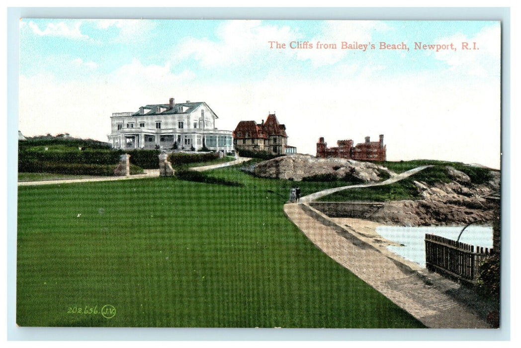 1920 The Cliffs from Bailey's Beach Newport, Rhode Island RI Postcard