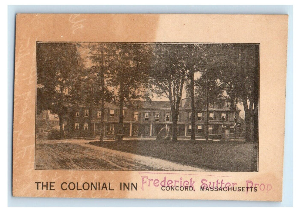 c1920's Colonial Inn Concord Massachusetts MA Frederick Sutter Advertising Card