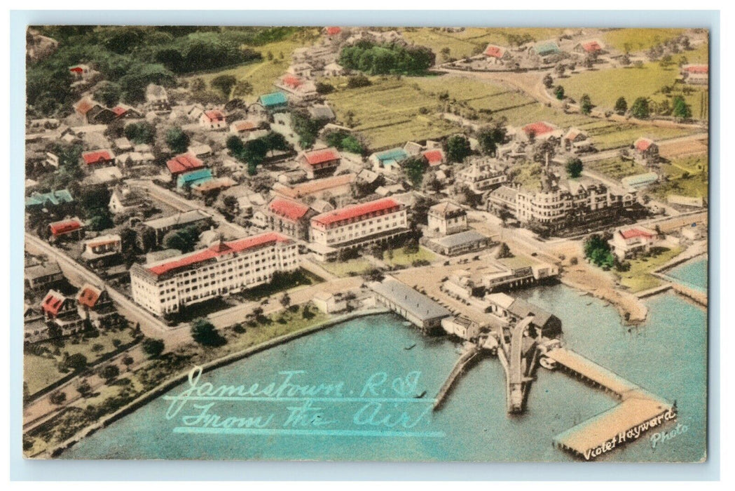 1911 Aerial View of Jamestown, Rhode Island RI Antique Postcard