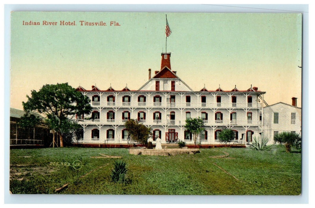 c1910 Indian River Hotel Building Titusville Florida FL Antique Postcard