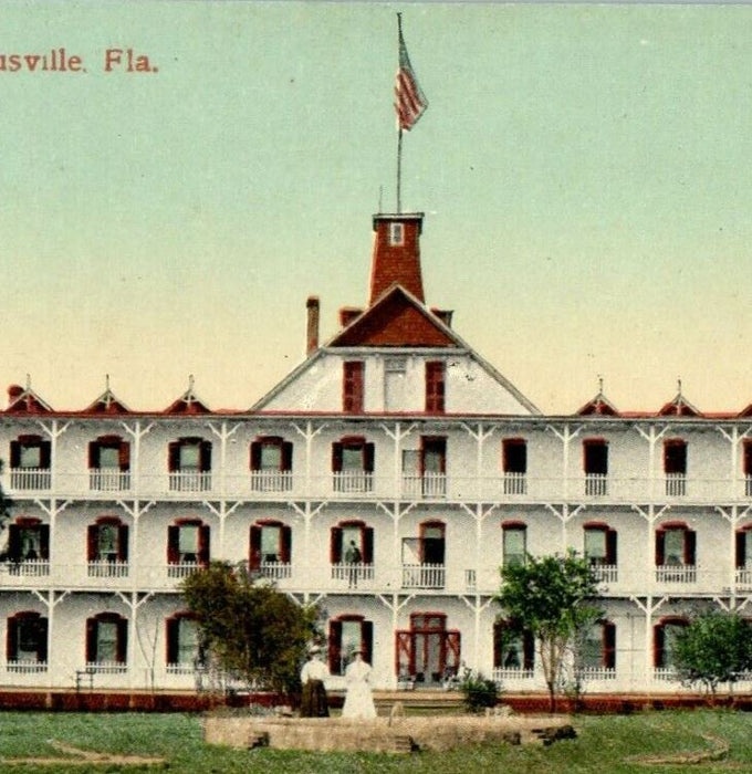 c1910 Indian River Hotel Building Titusville Florida FL Antique Postcard