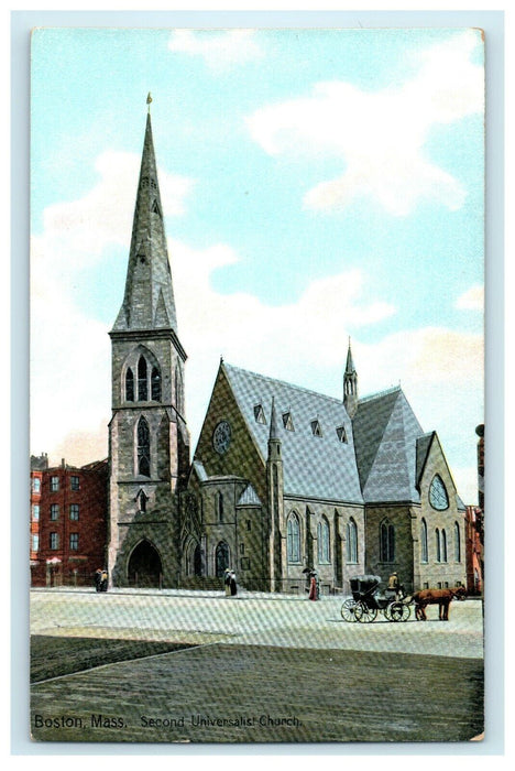 Second Universalist Church Street View Boston Massachusetts MA Unposted Postcard