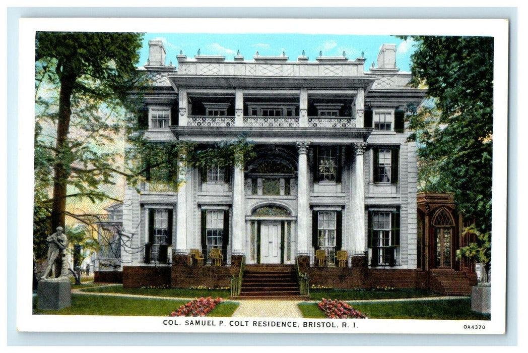 1932 Col. Samuel Colt Residence Bristol, Rhode Island RI Postcard