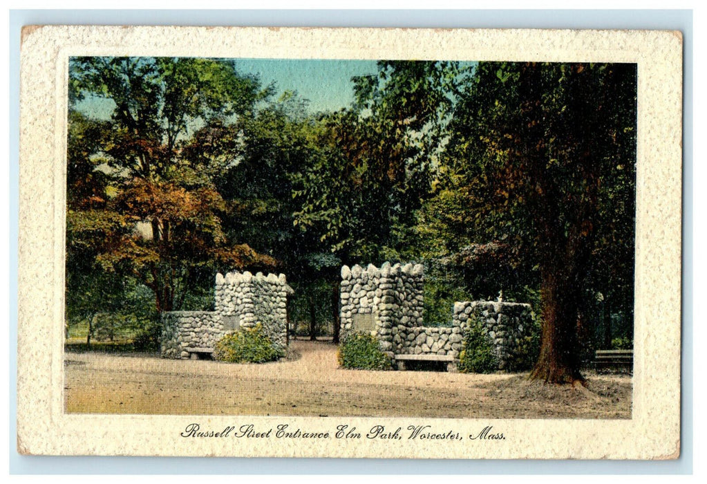 1913 Russell Street Entrance, Elm Park, Worcester, Massachusetts MA Postcard