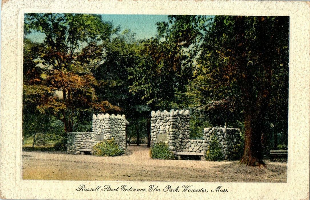 1913 Russell Street Entrance, Elm Park, Worcester, Massachusetts MA Postcard