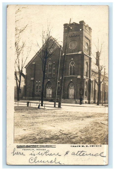 1911 Grace Methodist Church Franklin Indiana IN RPPC Photo Postcard