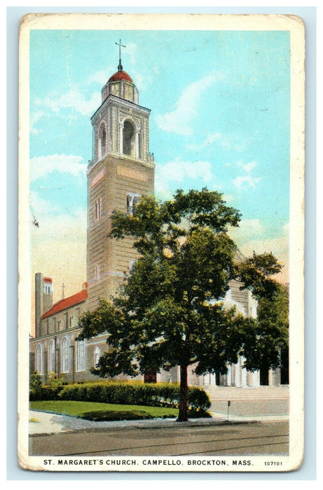 1929 St. Margaret's Church Campello Brockton Massachusetts MA Vintage Postcard