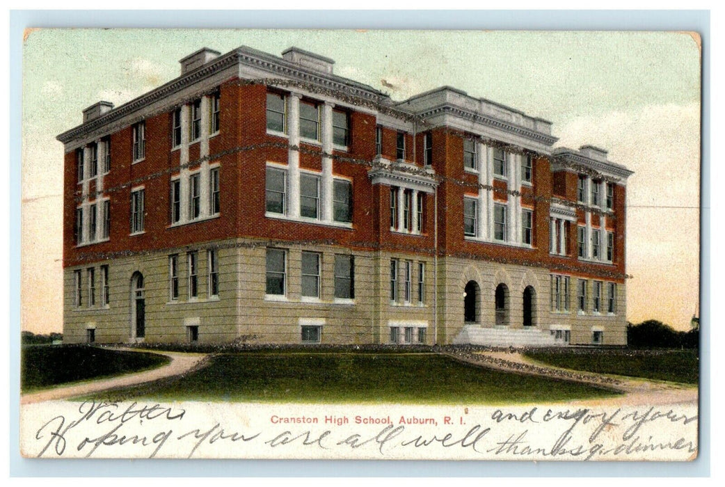 1906 Cranston High School, Auburn Rhode Island RI Antique Postcard