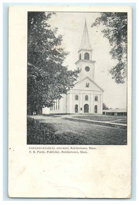 1905 Congregational Church Belchertown Massachusetts MA Antique Postcard
