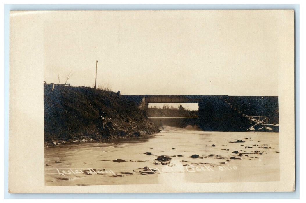 c1910 Leslie Dam Ohio OH Creek Unposted RPPC Photo Postcard