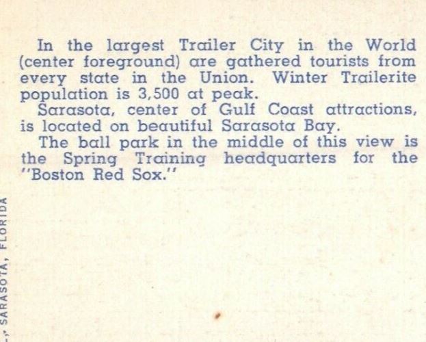 Aerial View Of World's Greatest Trailer City At Sarasota Florida FL Postcard