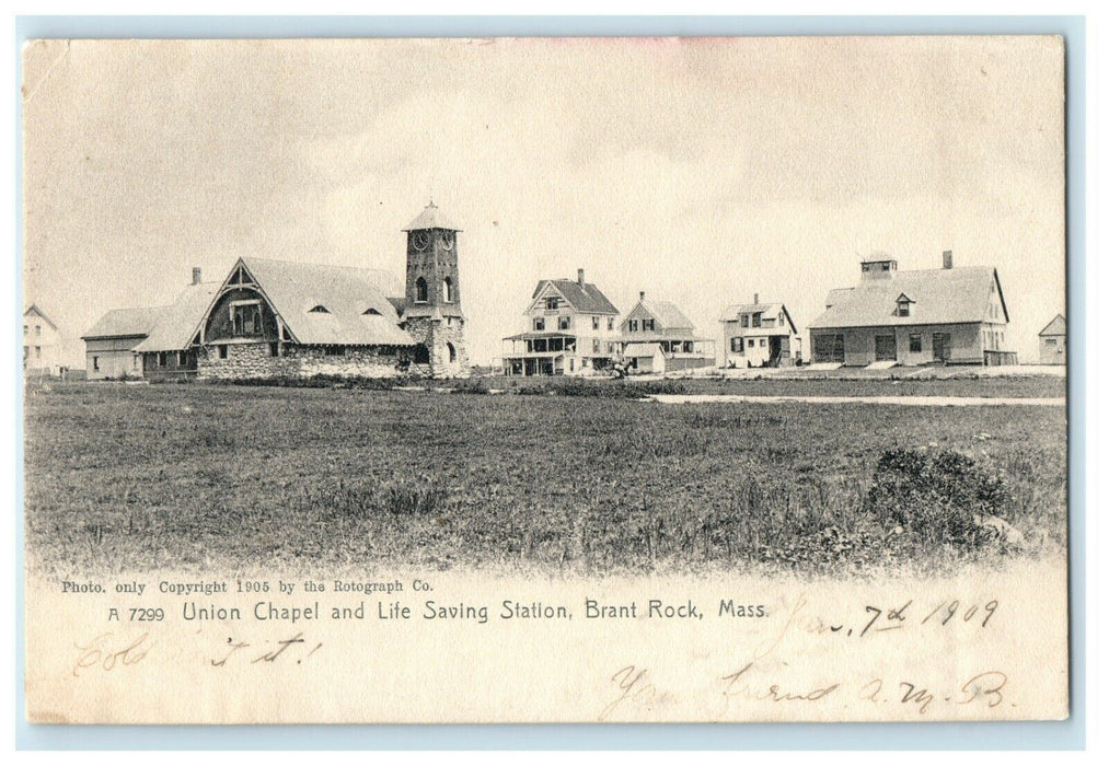 1909 Union Chapel And Life Saving Station Brant Rock Massachusetts MA Postcard