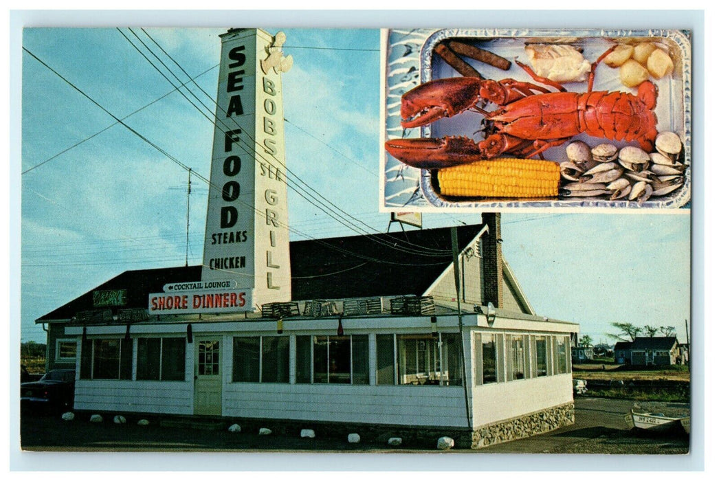 Bob's Sea Grill Restaurant Clam Bake Buzzard Bay Massachusetts MA Postcard