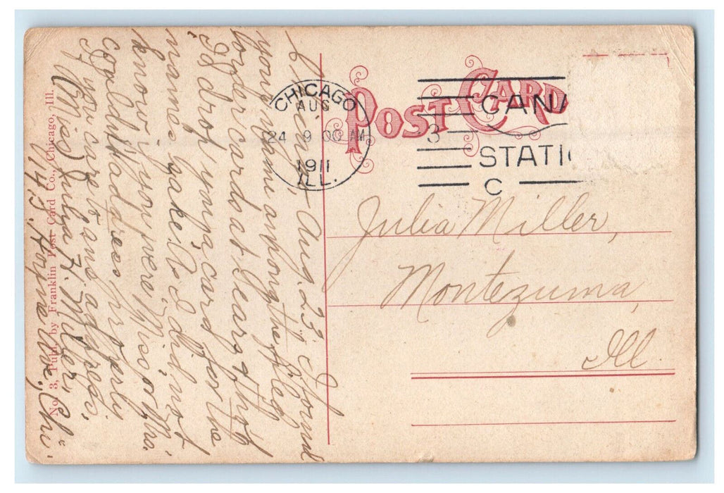 1911 Public Library, Michigan Ave. and Washington St. Chicago IL Postcard