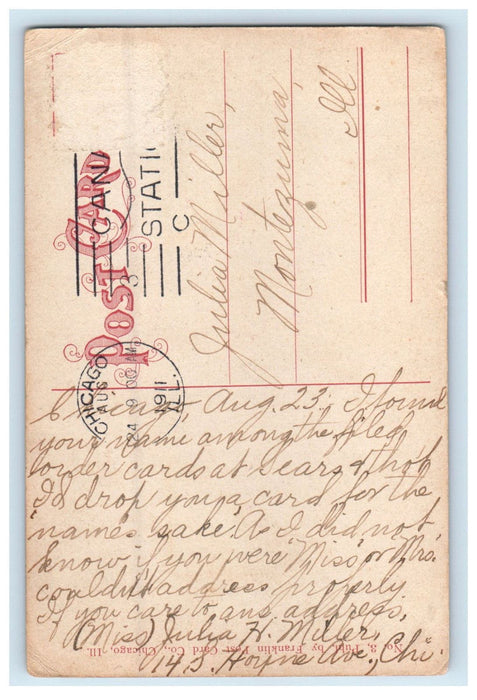 1911 Public Library, Michigan Ave. and Washington St. Chicago IL Postcard