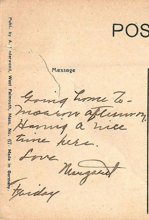 1909 Chapoquolt, West Falmouth, Massachusetts MA Looking South Antique Postcard