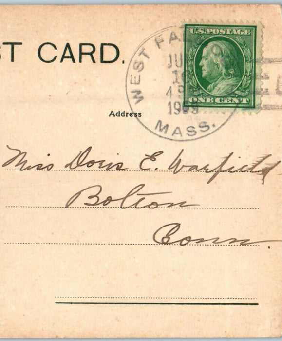 1909 Chapoquolt, West Falmouth, Massachusetts MA Looking South Antique Postcard