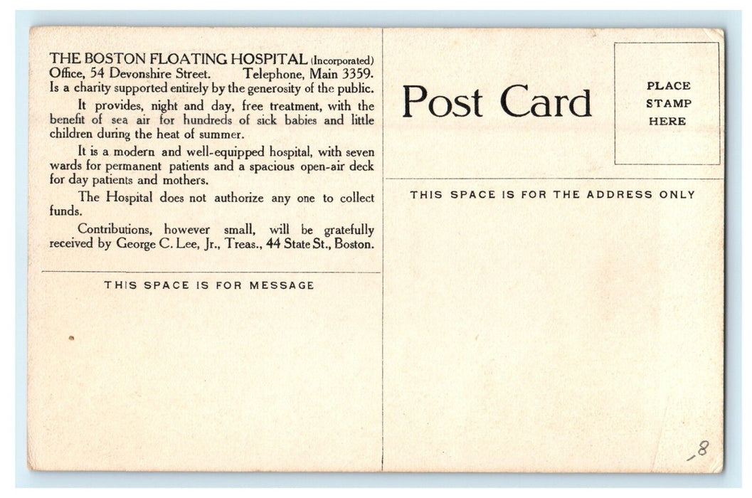 Boston Floating Hospital North End Park Seen Copp's Hill Massachusetts Postcard